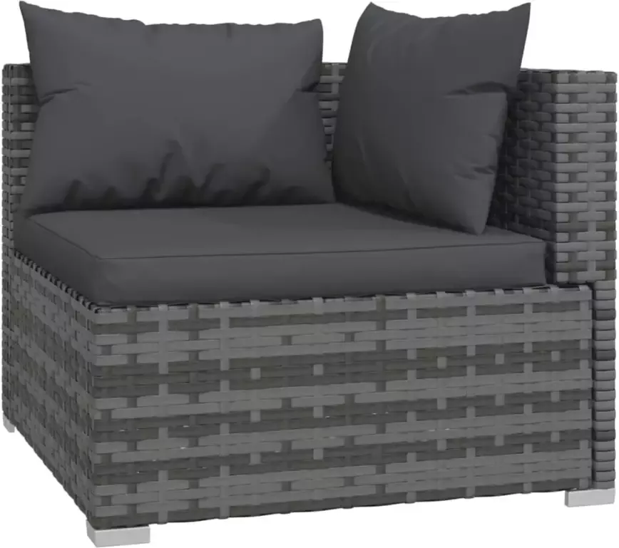 VIDAXL 10-delige Loungeset met kussens poly rattan grijs - Foto 2