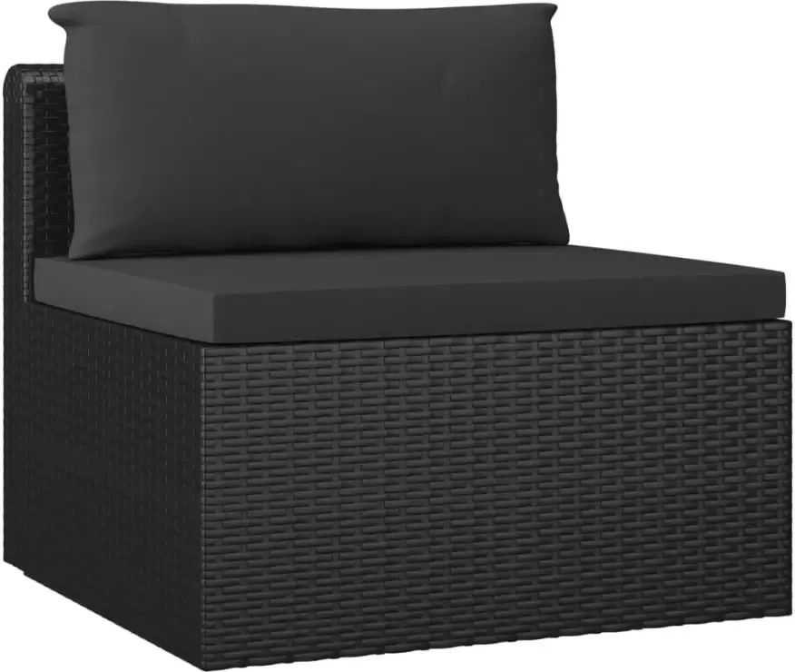 VIDAXL 10-delige Loungeset met kussens poly rattan zwart