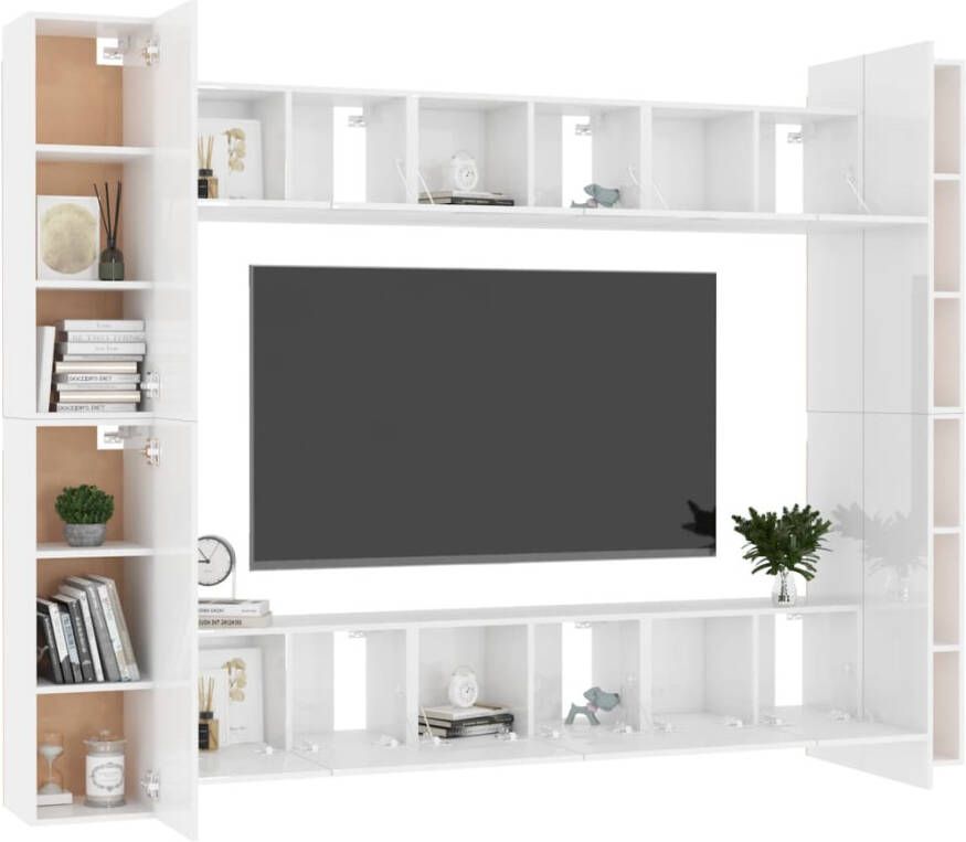 VidaXL 10-delige Tv-meubelset bewerkt hout hoogglans wit - Foto 3
