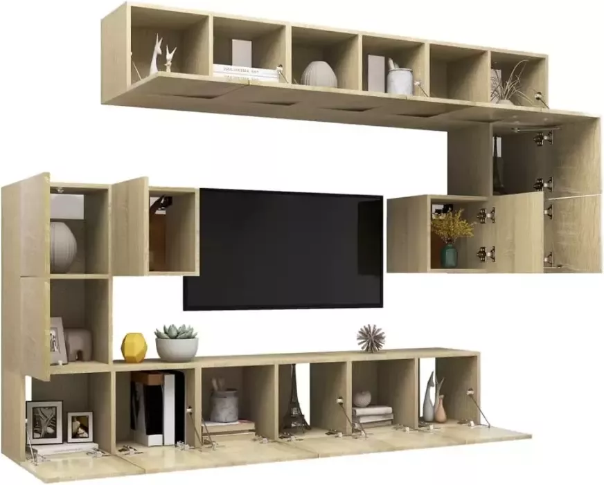 VidaXL 10-delige Tv-meubelset bewerkt hout sonoma eikenkleurig - Foto 4