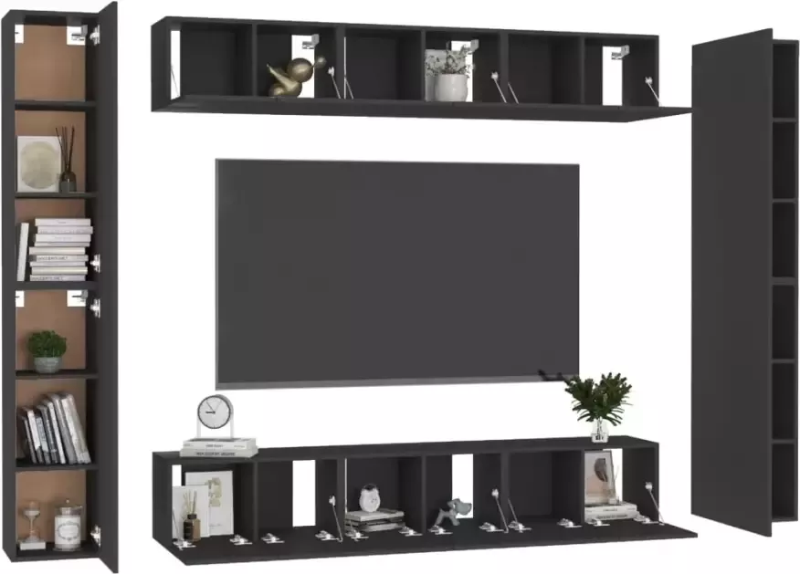 VidaXL 10-delige Tv-meubelset bewerkt hout zwart - Foto 7