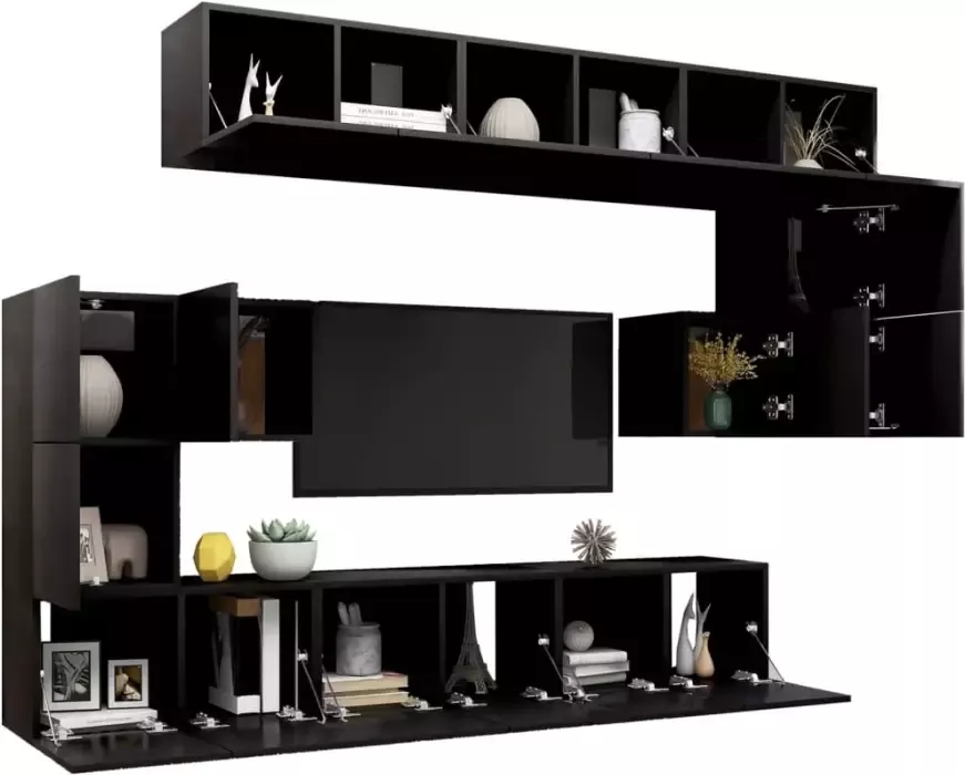 VIDAXL 10-delige Tv-meubelset bewerkt hout zwart - Foto 1