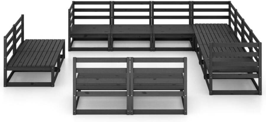 VidaXL 11-delige Loungeset massief grenenhout zwart - Foto 2