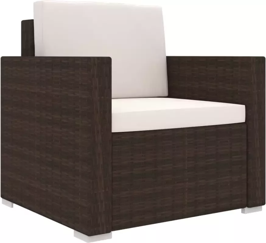 VIDAXL 11-delige Loungeset met kussens poly rattan bruin