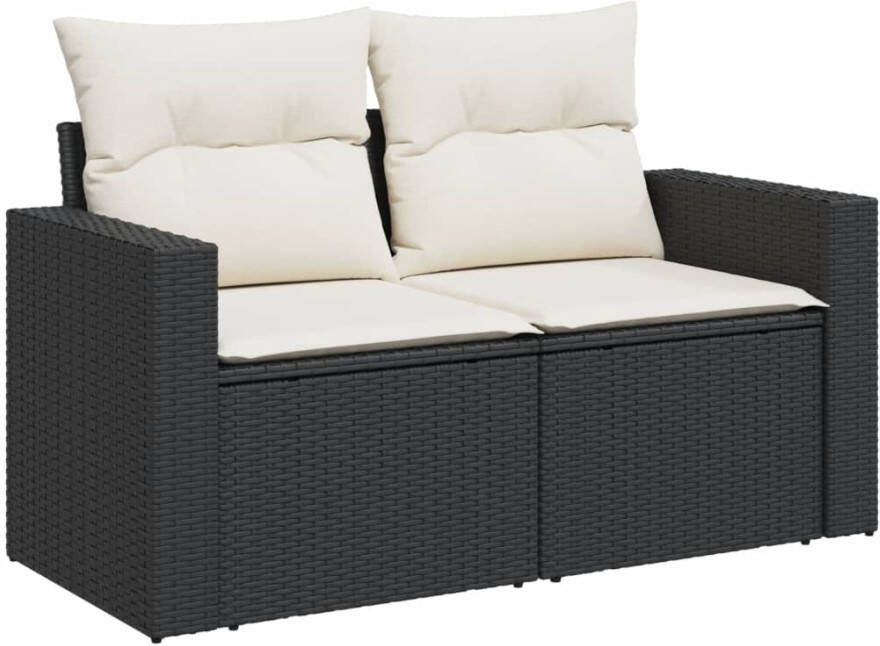 VIDAXL 11-delige Loungeset met kussens poly rattan zwart - Foto 2