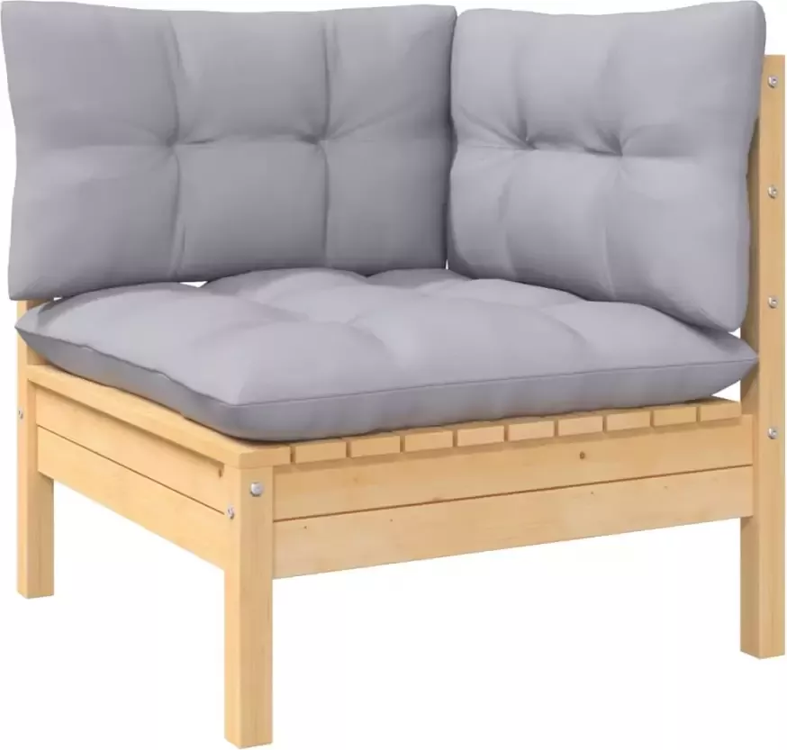 VIDAXL 12-delige Loungeset met grijze kussens grenenhout