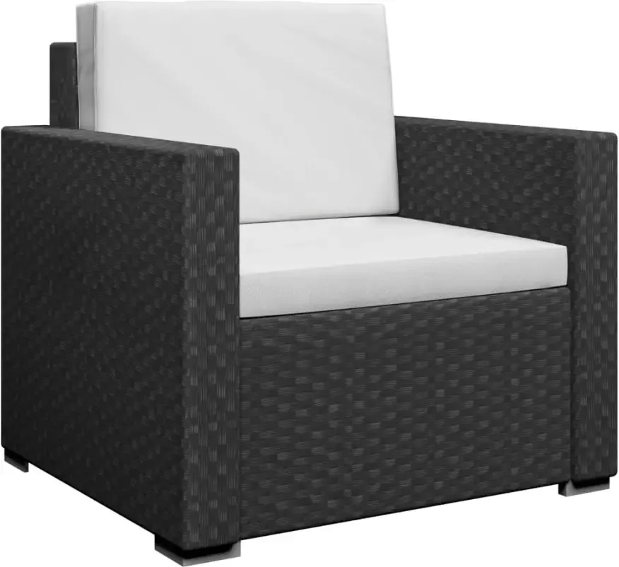 VIDAXL 13-delige Loungeset met kussens poly rattan zwart
