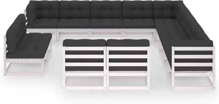 VidaXL 14-delige Loungeset met kussens massief grenenhout wit - Foto 2