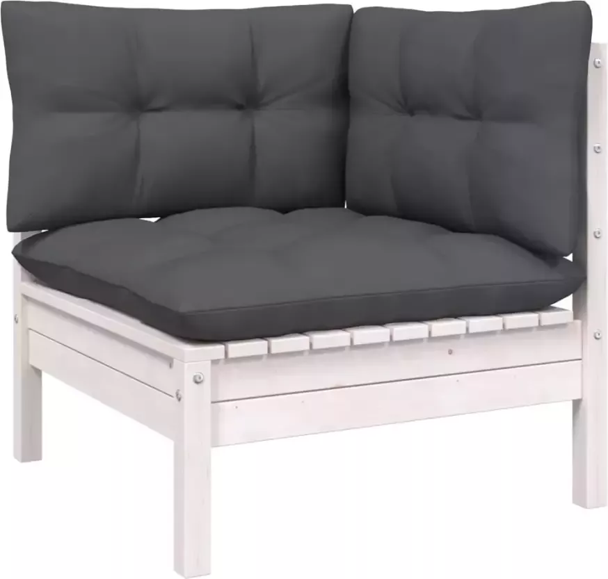 VIDAXL 14-delige Loungeset met kussens massief grenenhout wit