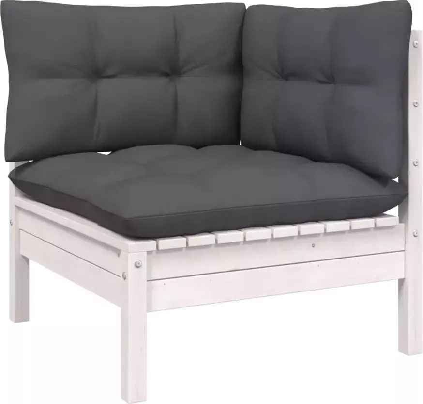 VIDAXL 14-delige Loungeset met kussens massief grenenhout wit