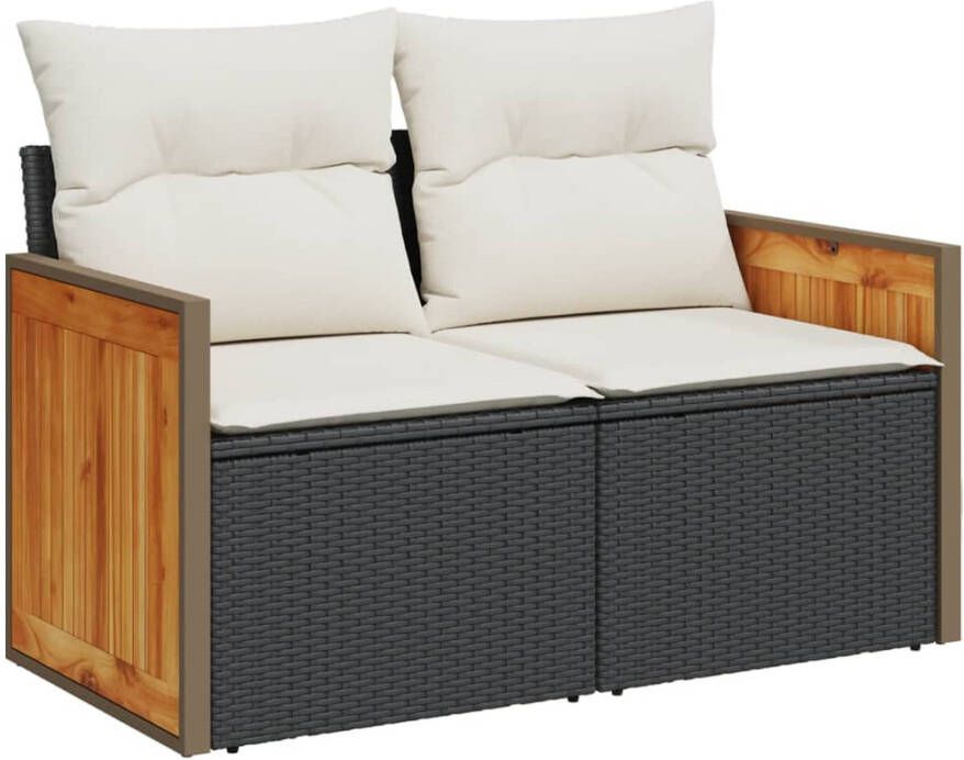 VIDAXL 14-delige Loungeset met kussens poly rattan zwart - Foto 2