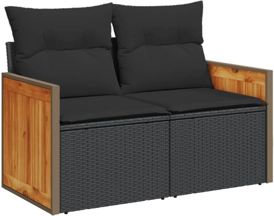 VIDAXL 14-delige Loungeset met kussens poly rattan zwart - Foto 2