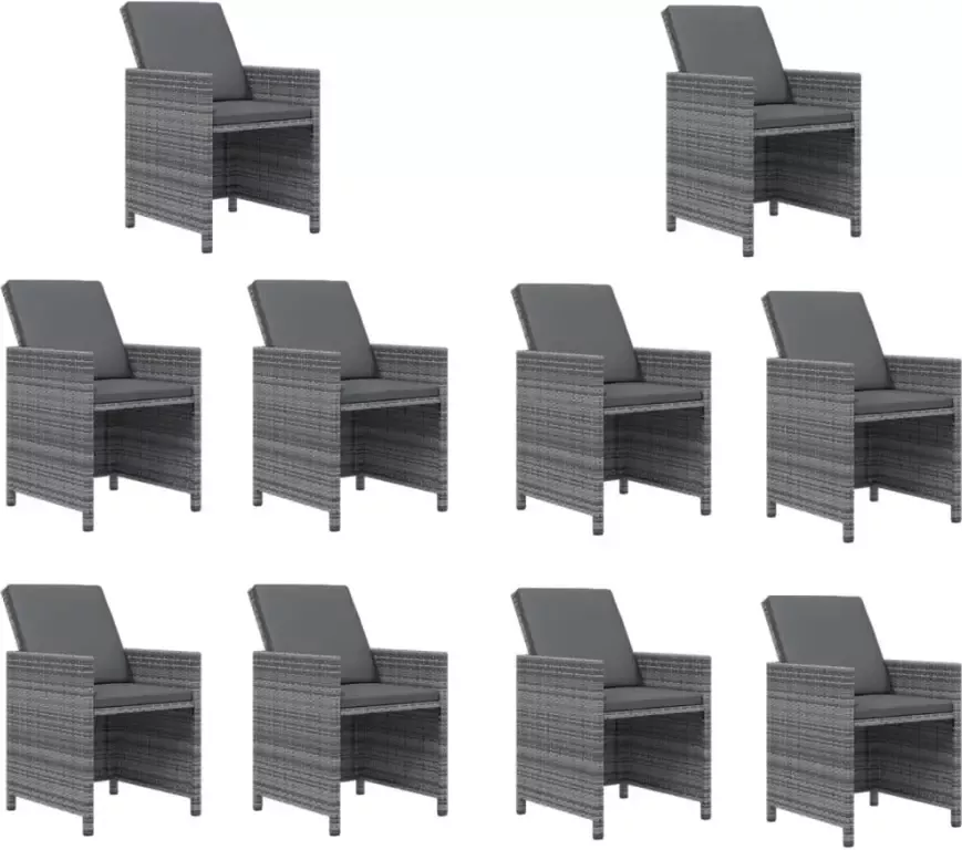 VIDAXL 15-delige Tuinset met kussens poly rattan grijs