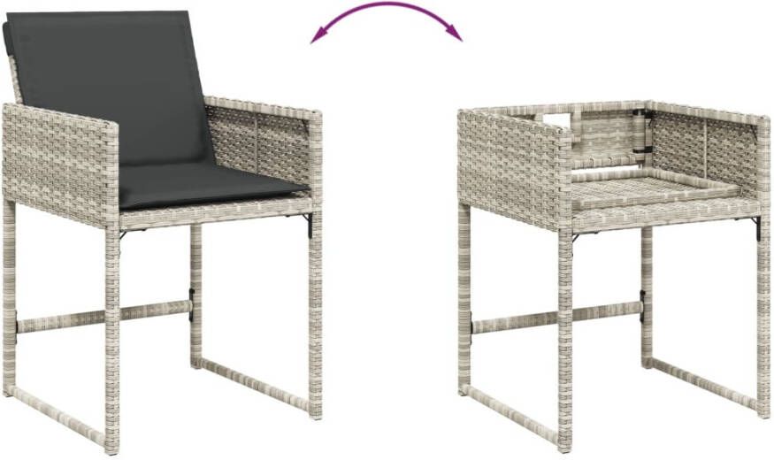 VIDAXL 15-delige Tuinset met kussens poly rattan lichtgrijs - Foto 2