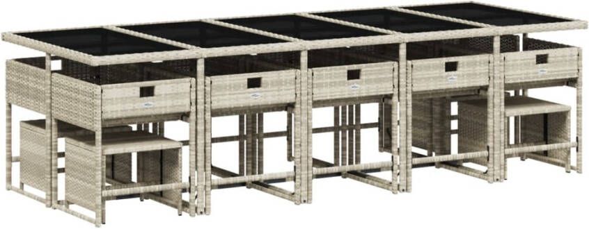 VIDAXL 15-delige Tuinset met kussens poly rattan lichtgrijs - Foto 2