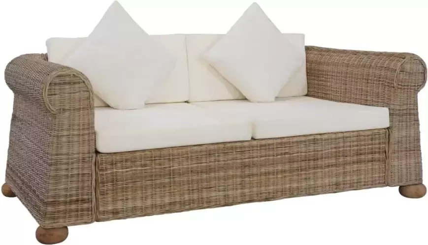 Vida XL 2-delig Bankstel met kussens natuurlijk rattan SKU: 278602 - Foto 2