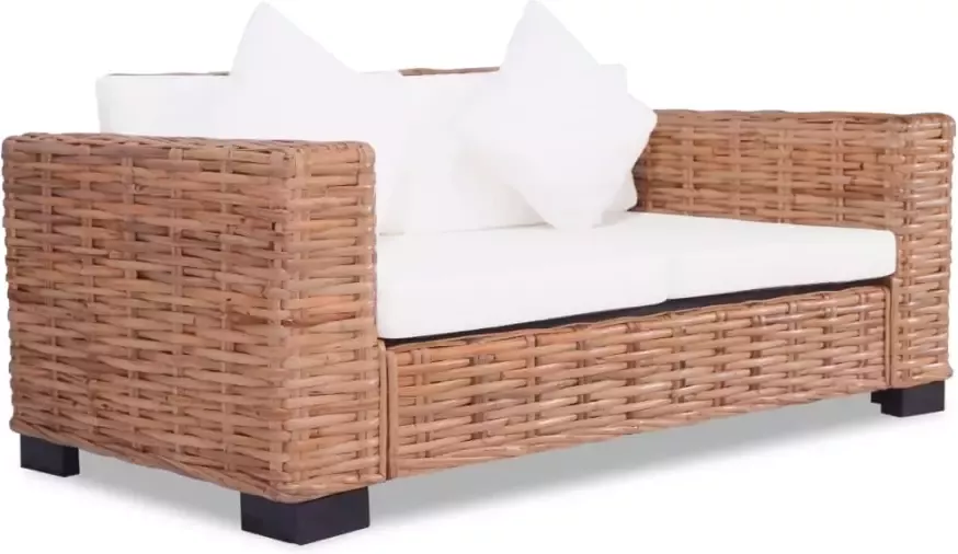 Vida XL 2-delig Bankstel met kussens natuurlijk rattan SKU: 278623 - Foto 3