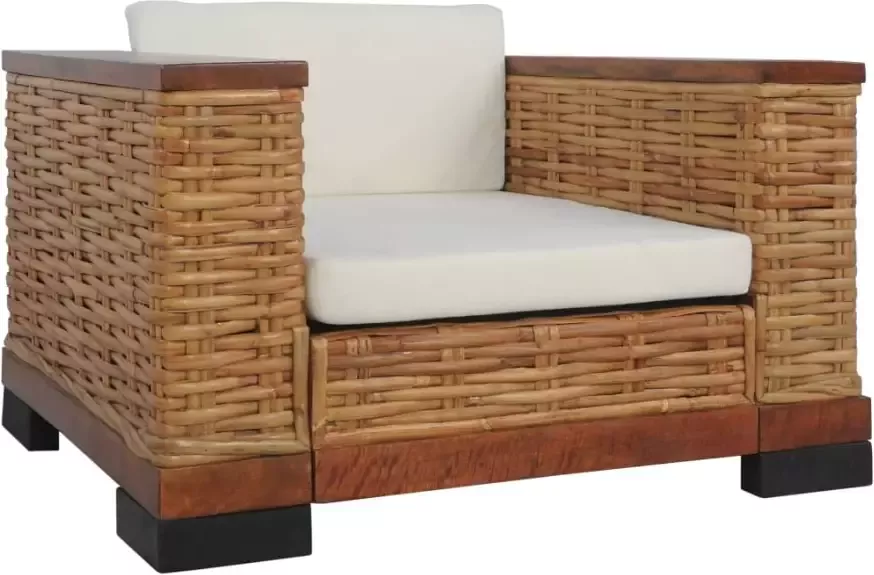 Vida XL 2-delig Bankstel met kussens natuurlijk rattan bruin SKU: V278621 - Foto 4