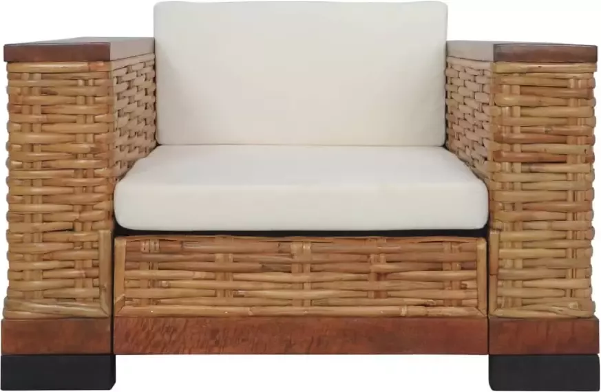 Vida XL 2-delig Bankstel met kussens natuurlijk rattan bruin SKU: V278621 - Foto 2