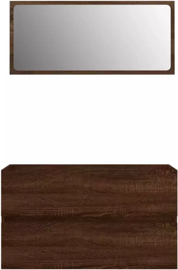 VIDAXL 2-delige Badkamermeubelset bewerkt hout bruin eikenkleur - Foto 3