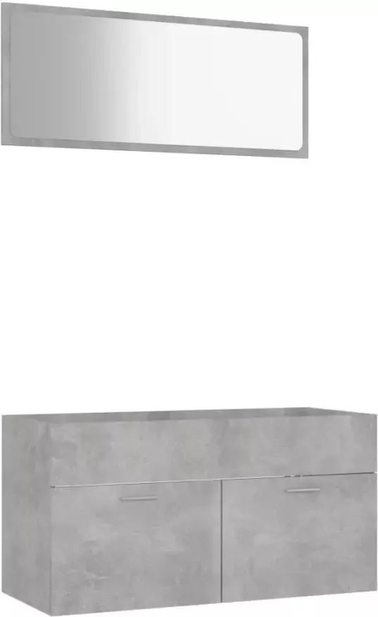 VIDAXL 2-delige Badkamermeubelset spaanplaat betongrijs - Foto 3