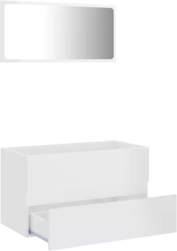 VIDAXL 2-delige Badkamermeubelset spaanplaat hoogglans wit