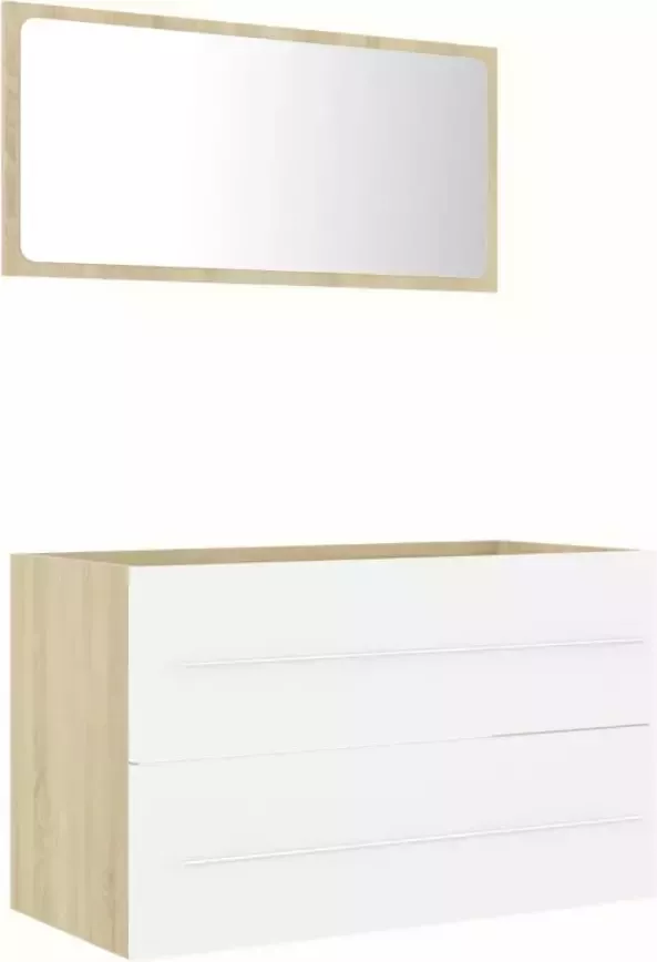 VIDAXL 2-delige Badkamermeubelset bewerkt hout wit en sonoma eiken - Foto 1