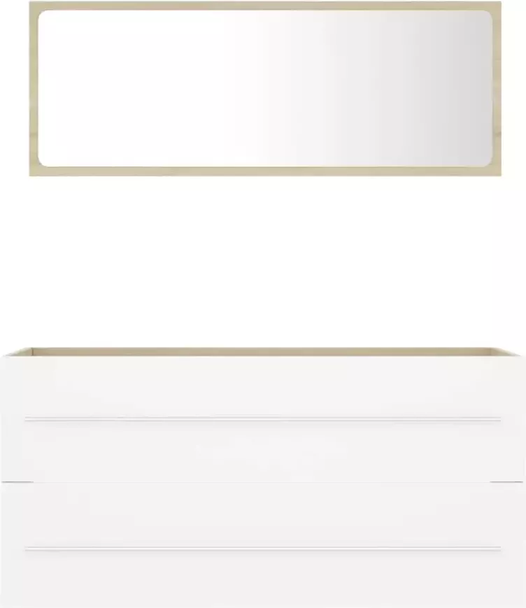 VIDAXL 2-delige Badkamermeubelset spaanplaat wit en sonoma eikenkleur - Foto 2