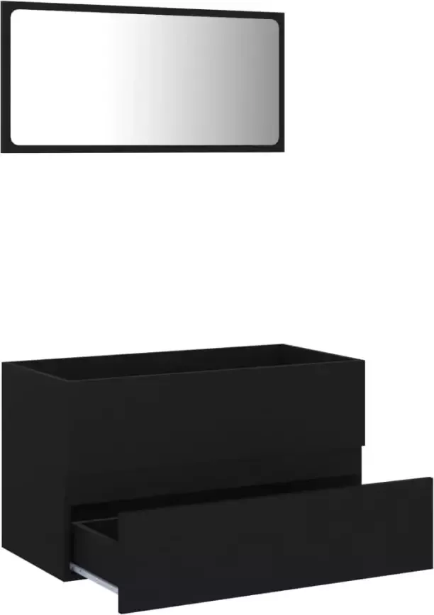 VIDAXL 2-delige Badkamermeubelset spaanplaat zwart