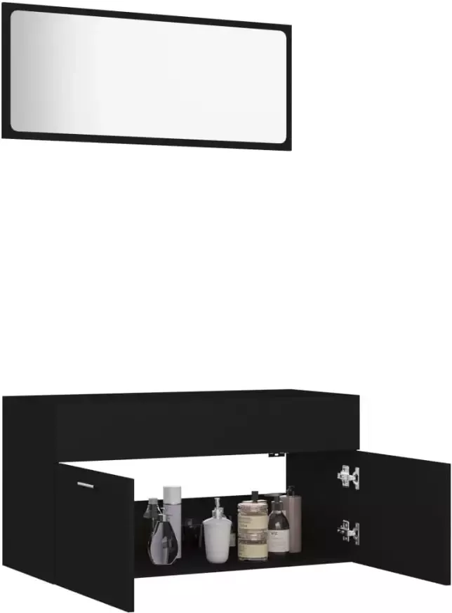 VIDAXL 2-delige Badkamermeubelset spaanplaat zwart - Foto 2