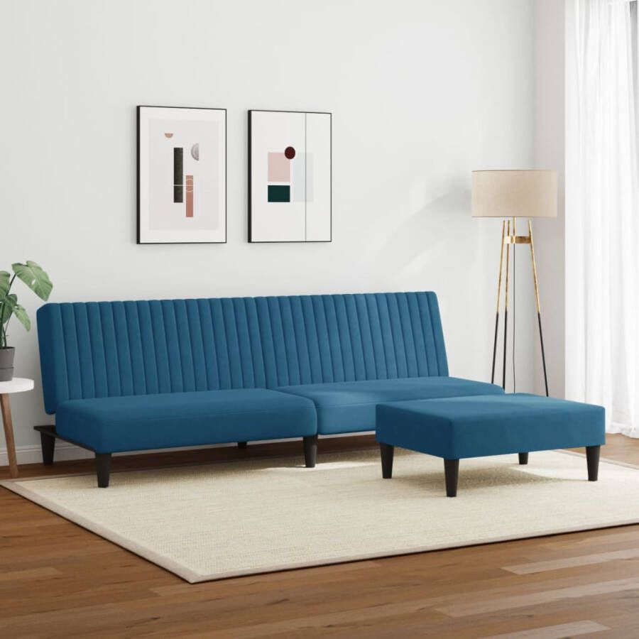 VidaXL -2-delige-Loungeset-fluweel-blauw