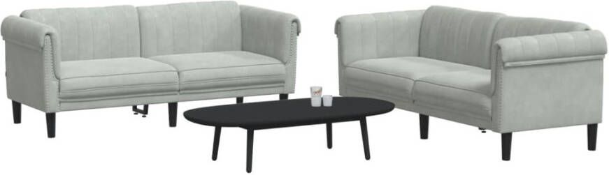 VidaXL -2-delige-Loungeset-fluweel-lichtgrijs - Foto 2