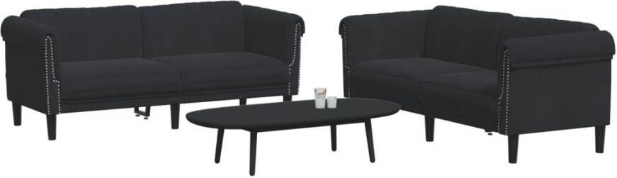 VidaXL -2-delige-Loungeset-fluweel-zwart - Foto 4