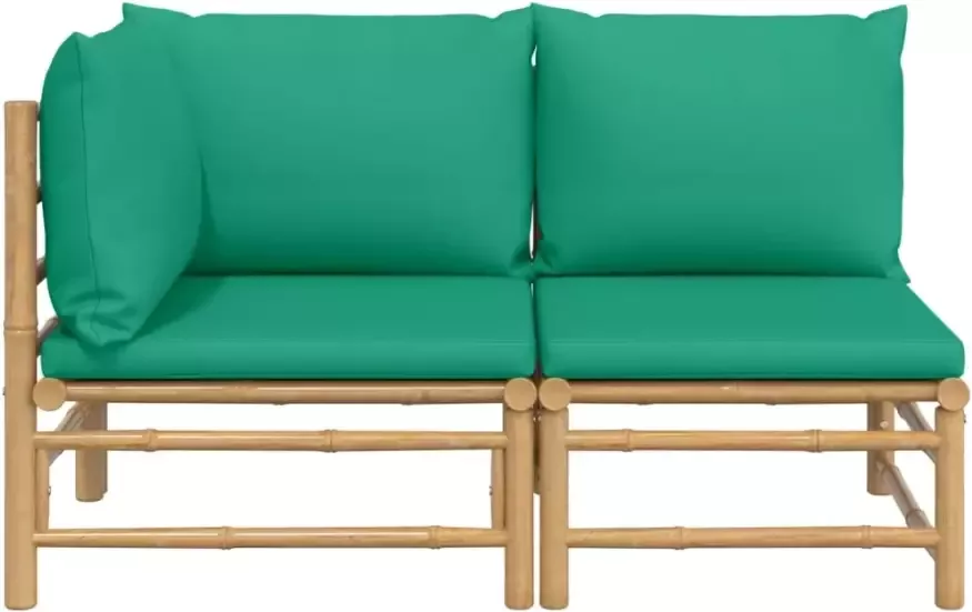 VIDAXL 2-delige Loungeset met kussens bamboe groen - Foto 3