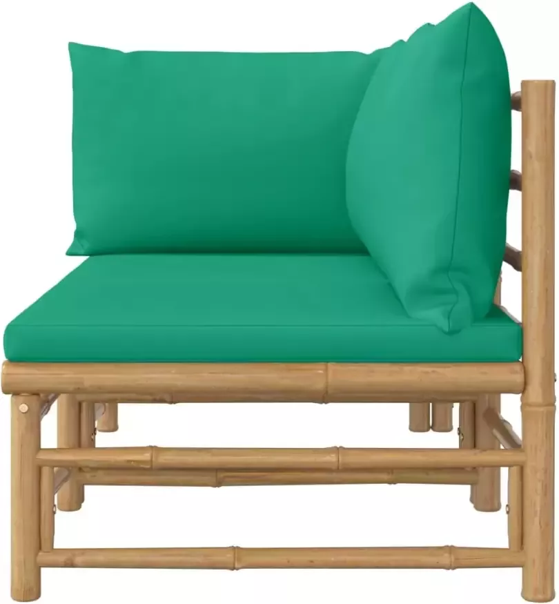 VIDAXL 2-delige Loungeset met kussens bamboe groen - Foto 1