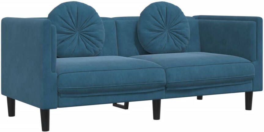 VidaXL -2-delige-Loungeset-met-kussens-fluweel-blauw