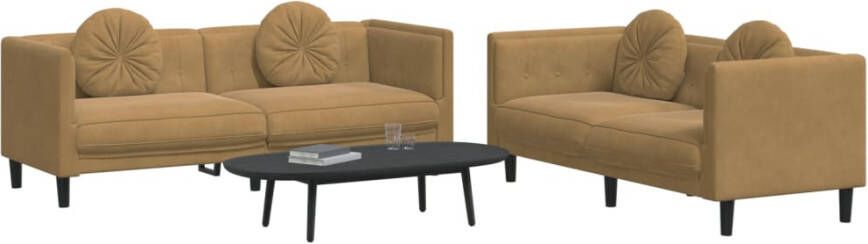 VidaXL -2-delige-Loungeset-met-kussens-fluweel-bruin - Foto 5