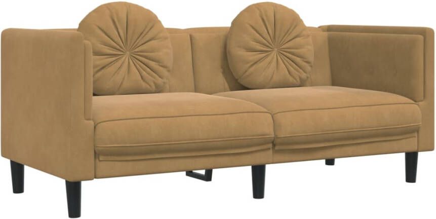 VidaXL -2-delige-Loungeset-met-kussens-fluweel-bruin