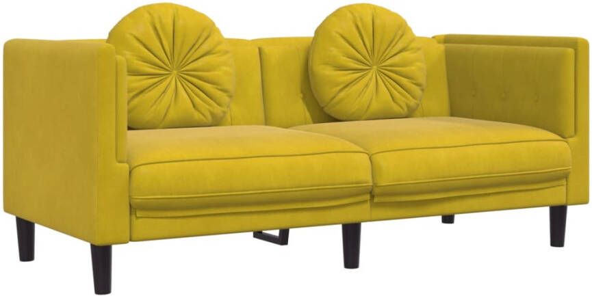 VidaXL -2-delige-Loungeset-met-kussens-fluweel-geel
