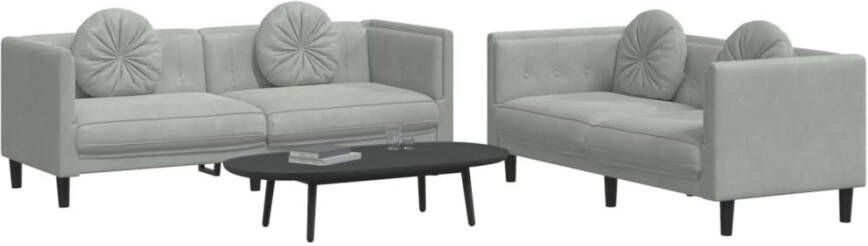 Vida XL vidaXL 2-delige Loungeset met kussens fluweel lichtgrijs-VXL-3209257 - Foto 2