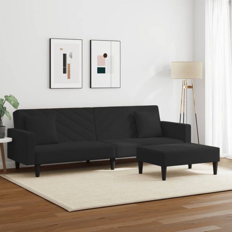 VidaXL -2-delige-Loungeset-met-kussens-fluweel-zwart