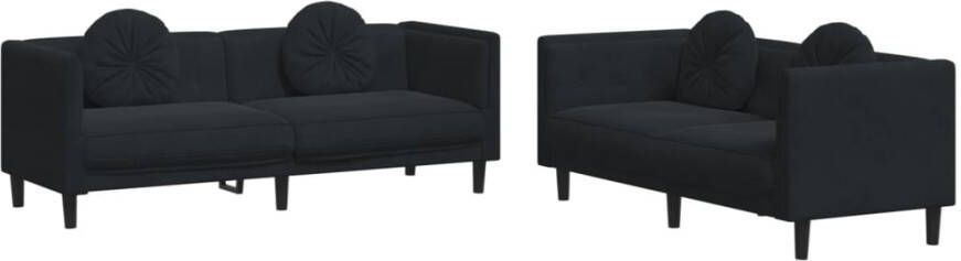 Vida XL 2-delige Loungeset met kussens fluweel zwart SKU: V3209262 - Foto 7
