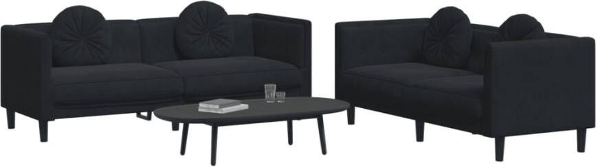 Vida XL 2-delige Loungeset met kussens fluweel zwart SKU: V3209262 - Foto 6