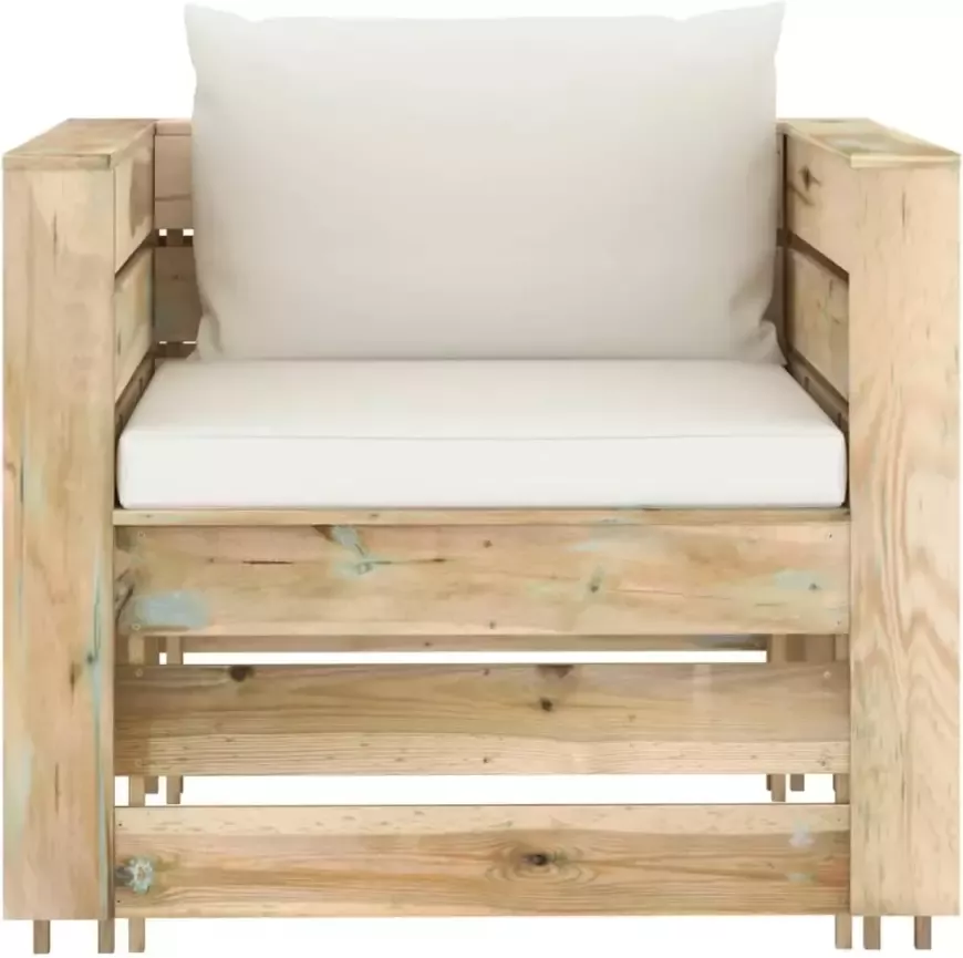 VIDAXL 2-delige Loungeset met kussens groen geïmpregneerd hout - Foto 1