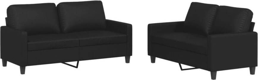 Vida XL vidaXL 2-delige Loungeset met kussens kunstleer zwart-VXL-3201358 - Foto 4