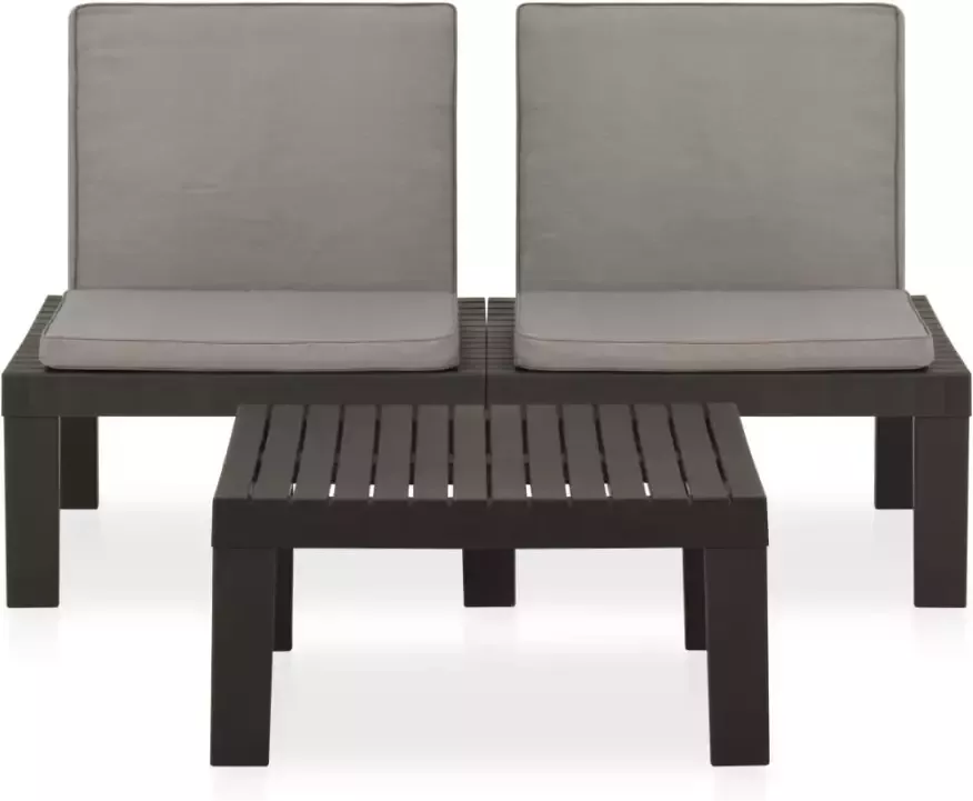 VidaXL 2-delige Loungeset met kussens kunststof grijs