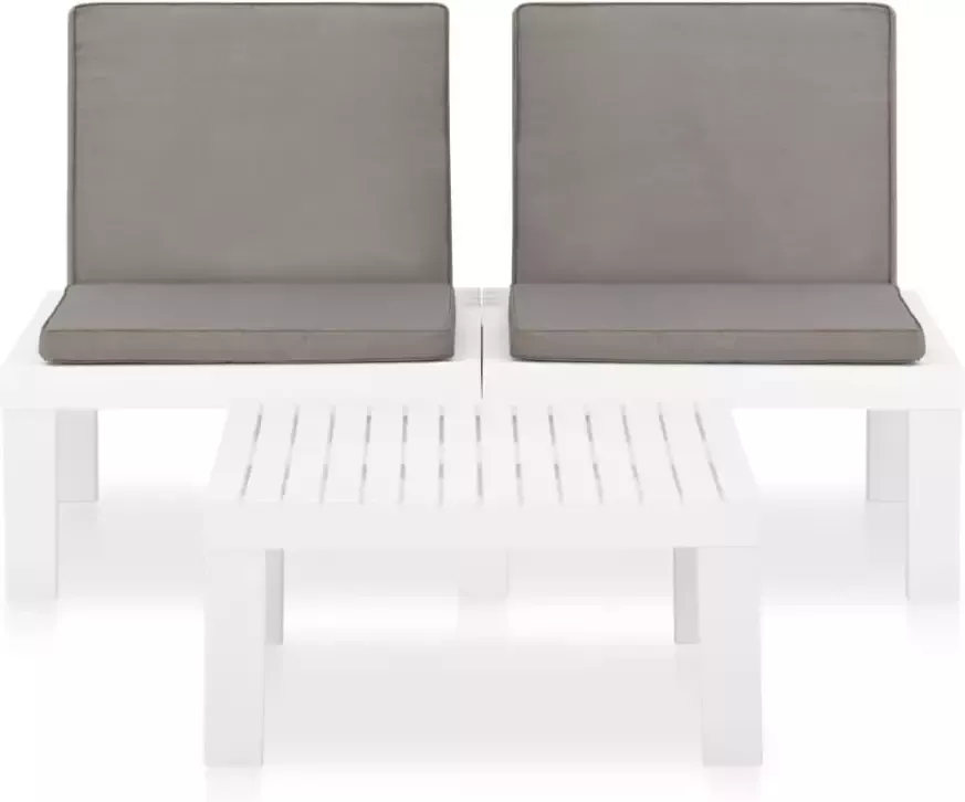 VidaXL 2-delige Loungeset met kussens kunststof wit