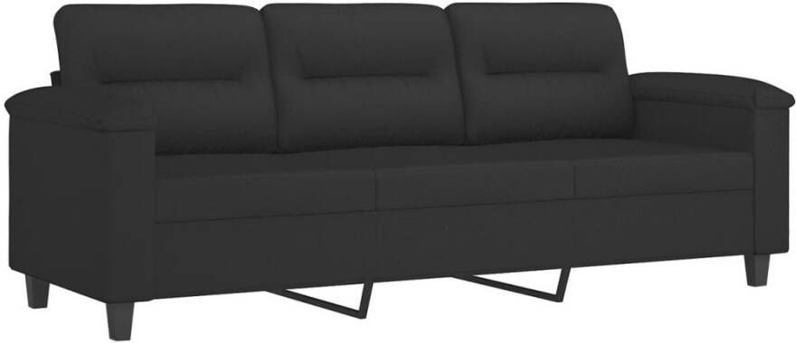 VidaXL -2-delige-Loungeset-met-kussens-microvezelstof-zwart - Foto 1