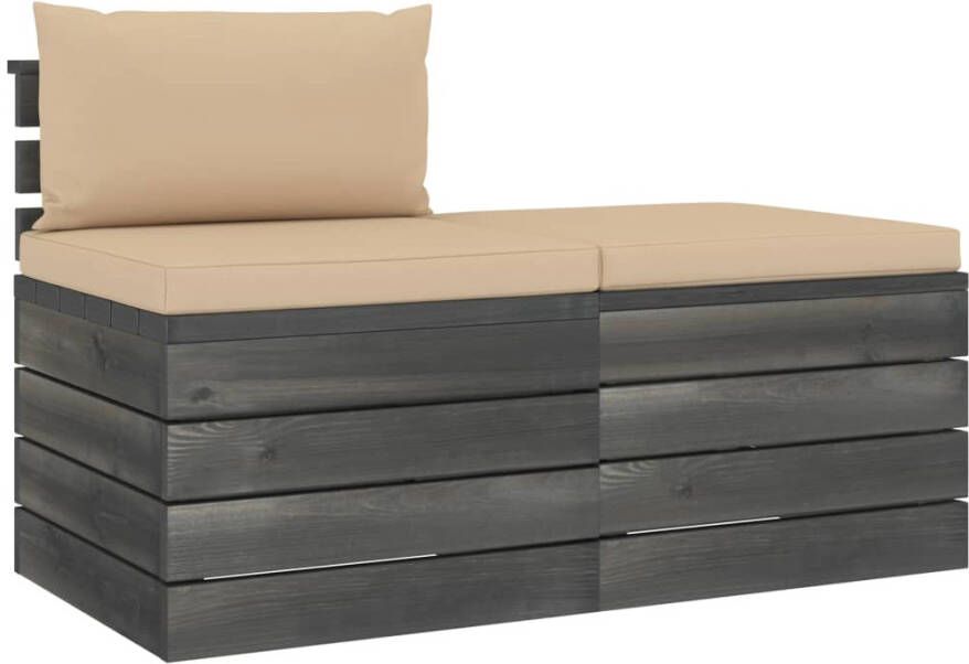 VidaXL 2-delige Loungeset met kussens pallet massief grenenhout - Foto 2