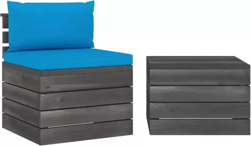 VidaXL 2-delige Loungeset met kussens pallet massief grenenhout - Foto 3